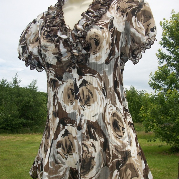 east 5th Chocolate Coffee Mocha Rose Button Up - Picture 2 of 7